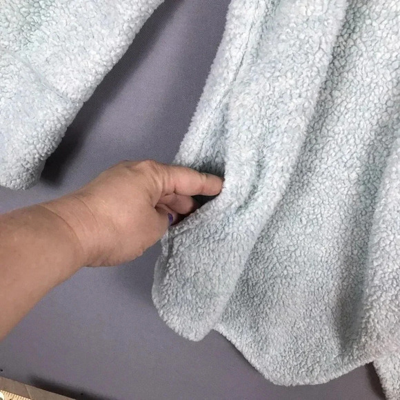 Soft Surroundings Cozy Up Cardi Cardigan Medium M Fleece Pockets Snap Front Blue - Picture 8 of 15